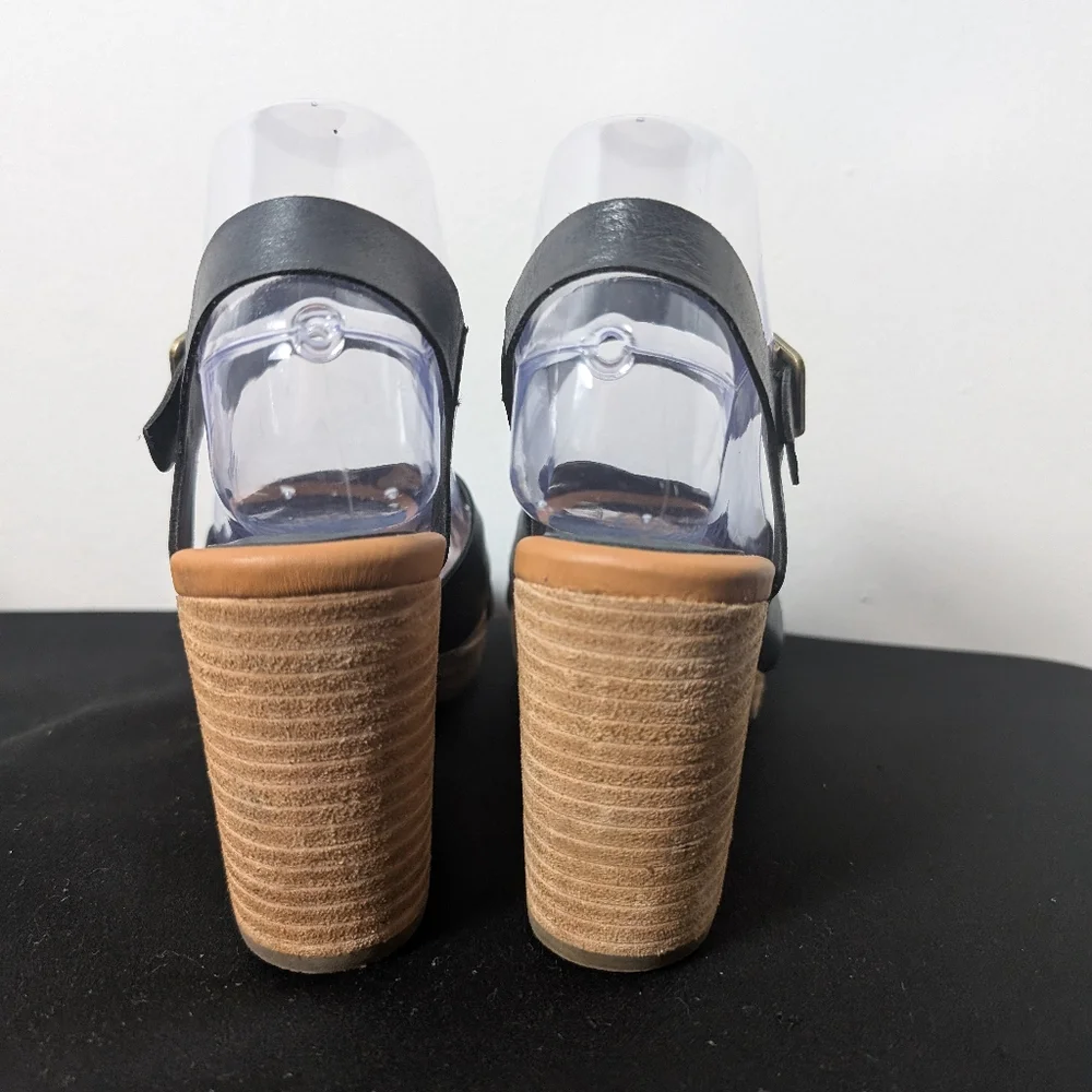 Kork Ease Heel Sandals Hutton Black Cross Strappy Leather Chunky Block Sz 7 - Picture 4 of 14